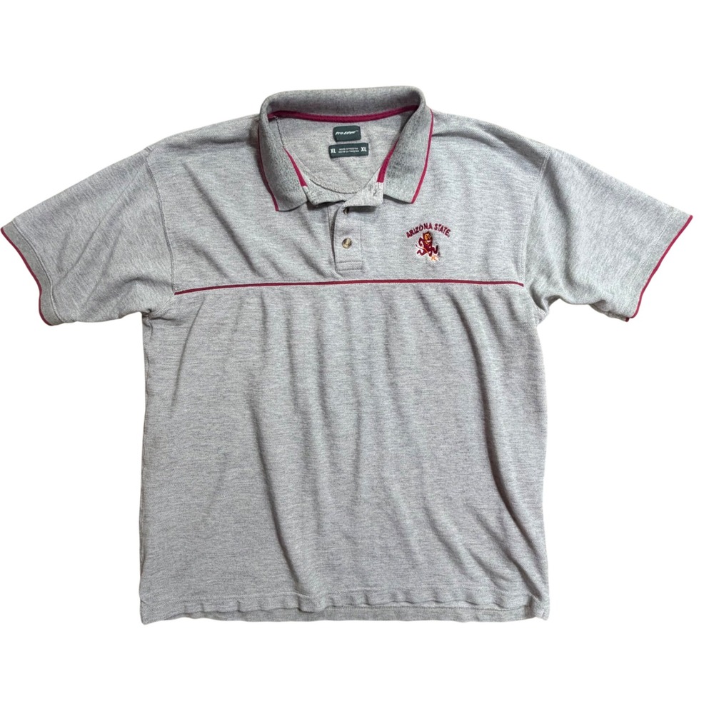 Vtg Pro Edge Arizona‎ State Sun Devils Polo Shirt Mens XL Grey Sparky NCAA ASU